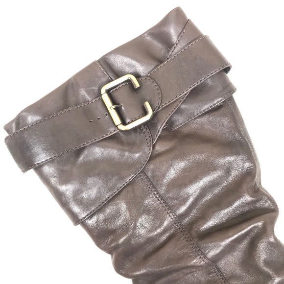 BRONX Tall Brown Chunky Heel Leather Boots - Picture 3 of 13